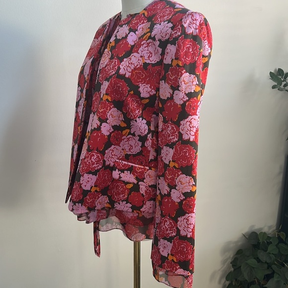 Women’s Silk Blazer Silk Sleeveless Top Floral Tapestry Feminine Office Set 8P - Picture 3 of 15